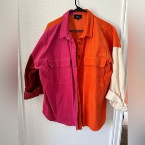 Vici button up corduroy block coloring, worn once no fading